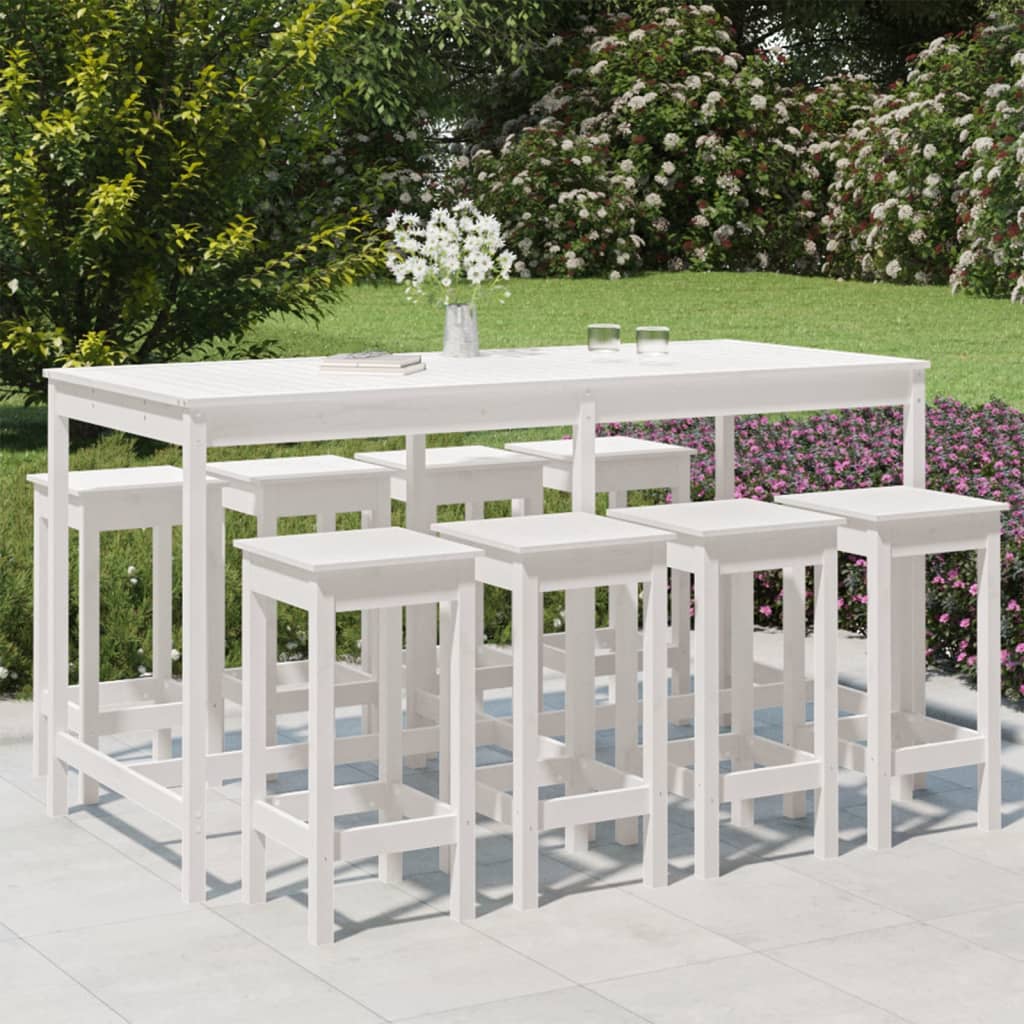 Ensemble De Bar De Jardin 9 Pcs Bois De Pin Massif