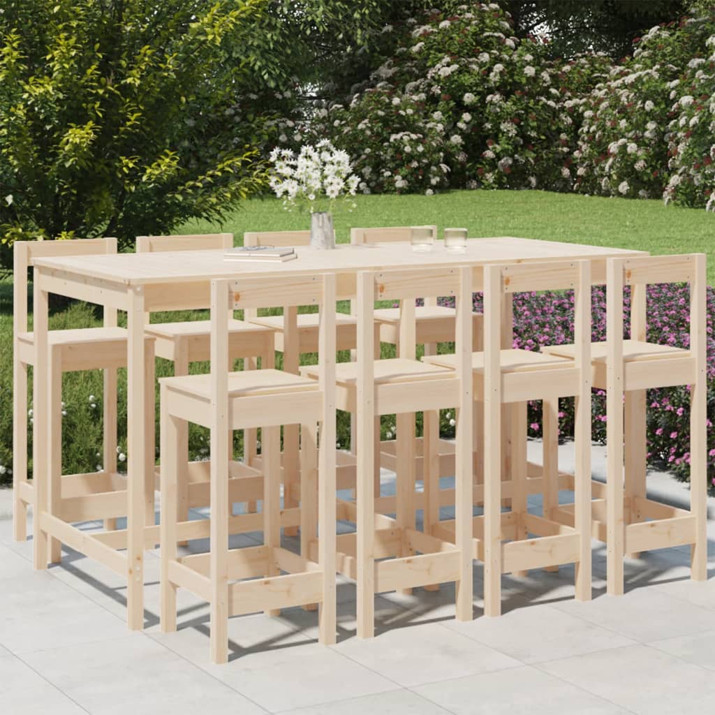 Ensemble De Bar De Jardin 9 Pcs Bois De Pin Massif