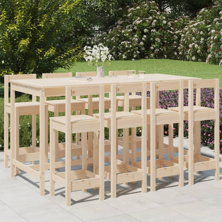 Ensemble De Bar De Jardin 9 Pcs Bois De Pin Massif