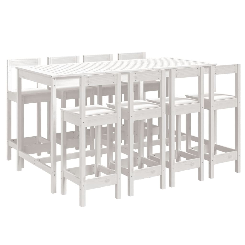 Ensemble De Bar De Jardin 9 Pcs Bois De Pin Massif