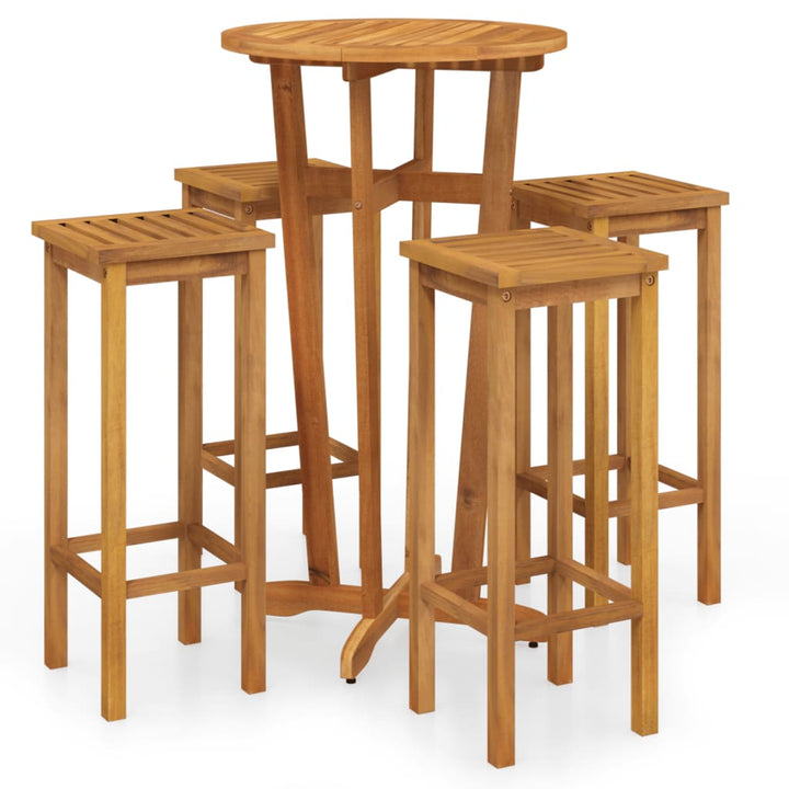 Ensemble De Bar De Jardin 5 Pcs Bois D'acacia Solide