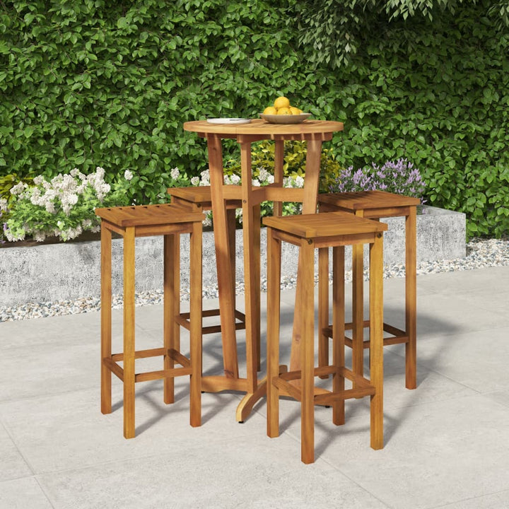 Ensemble De Bar De Jardin 5 Pcs Bois D'acacia Solide