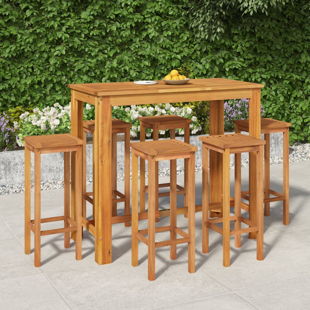 Ensemble De Bar De Jardin 7 Pcs Bois D'acacia Solide