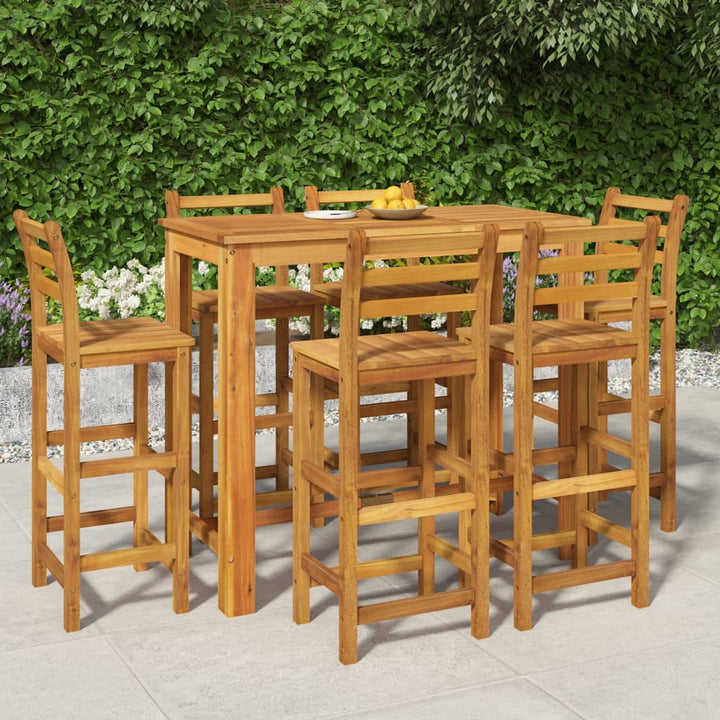 Ensemble De Bar De Jardin 7 Pcs Bois D'acacia Solide