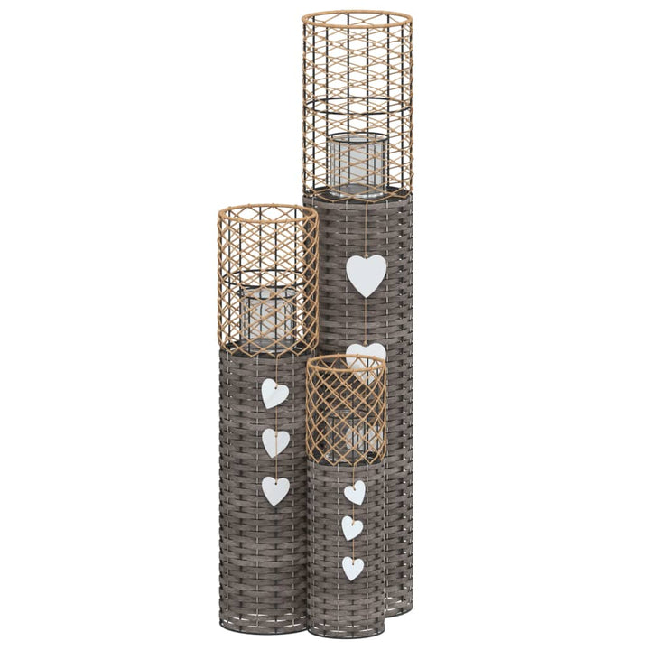 Bougeoirs 3 Pcs Gris Osier