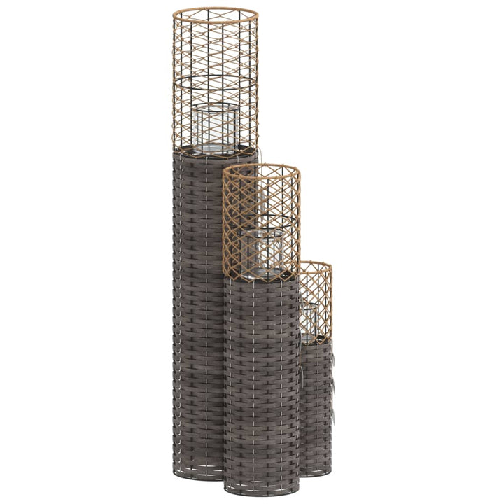 Bougeoirs 3 Pcs Gris Osier
