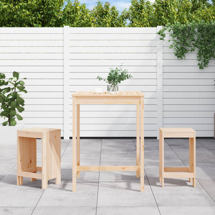 Ensemble De Bar De Jardin 3 Pcs Blanc Bois De Pin Massif