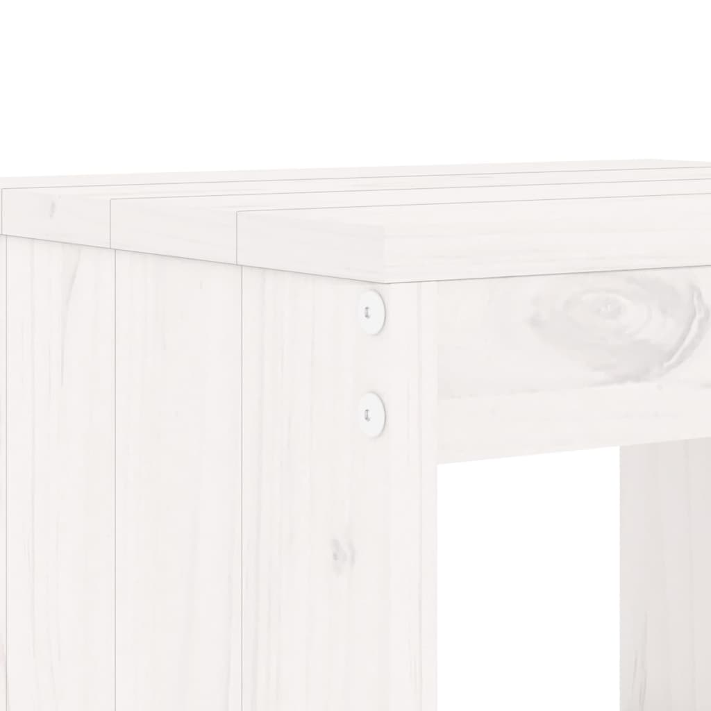 Ensemble De Bar De Jardin 3 Pcs Blanc Bois De Pin Massif