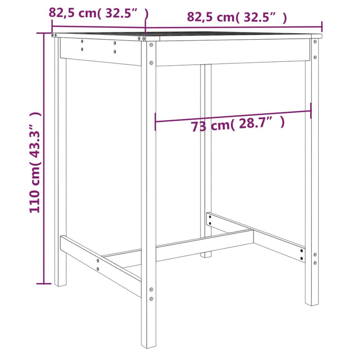 Ensemble De Bar De Jardin 3 Pcs Blanc Bois De Pin Massif