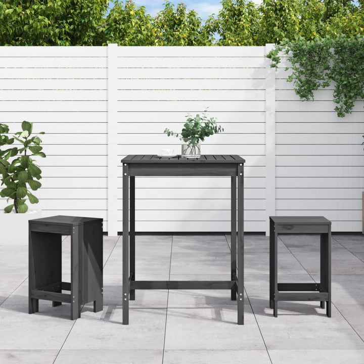 Ensemble De Bar De Jardin 3 Pcs Blanc Bois De Pin Massif