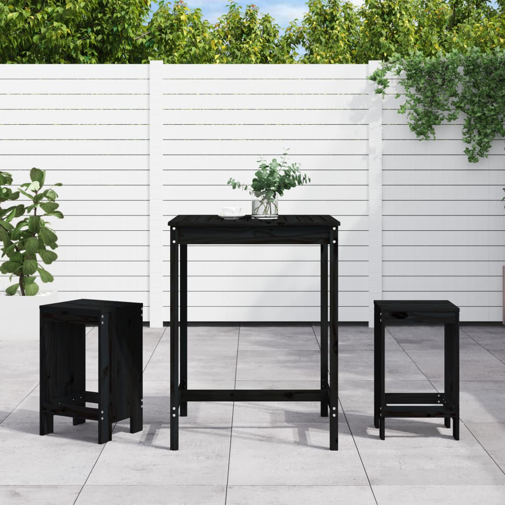 Ensemble De Bar De Jardin 3 Pcs Blanc Bois De Pin Massif