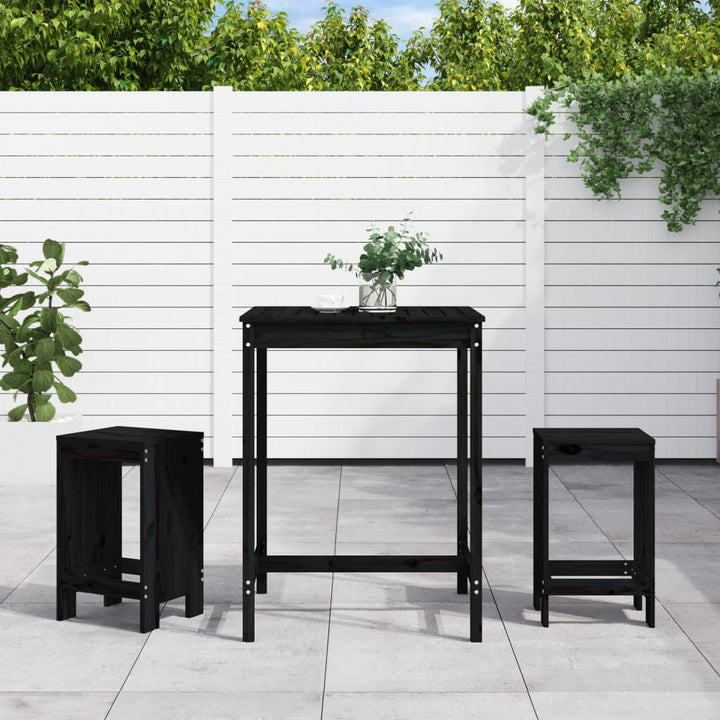 Ensemble De Bar De Jardin 3 Pcs Blanc Bois De Pin Massif