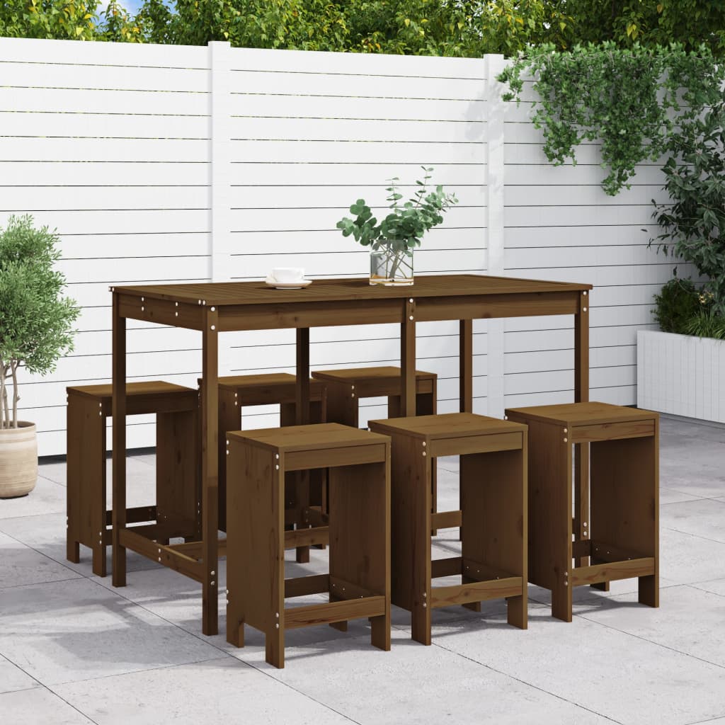 Ensemble De Bar De Jardin 7 Pcs Bois Massif Douglas