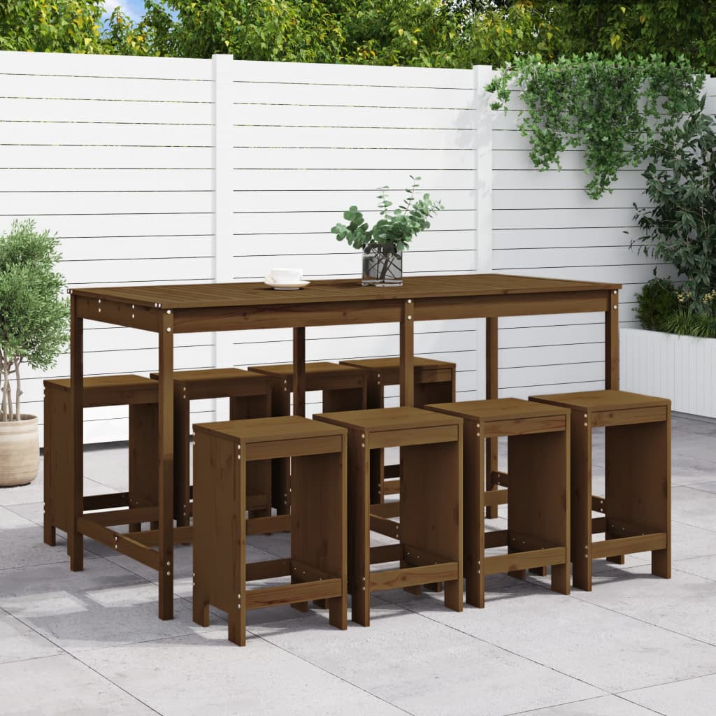 Ensemble De Bar De Jardin 9 Pcs Bois Massif Douglas