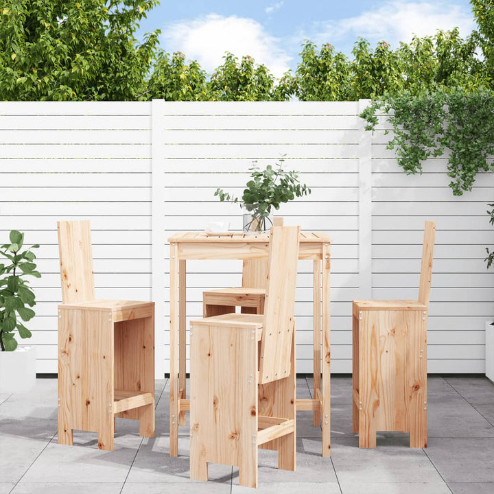 Ensemble De Bar De Jardin 5 Pcs Noir Bois De Pin Massif