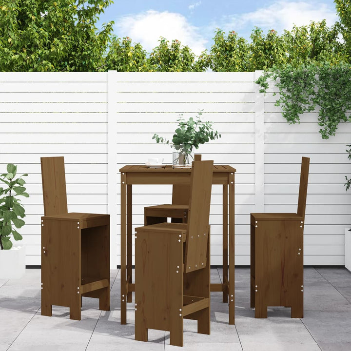 Ensemble De Bar De Jardin 5 Pcs Noir Bois De Pin Massif
