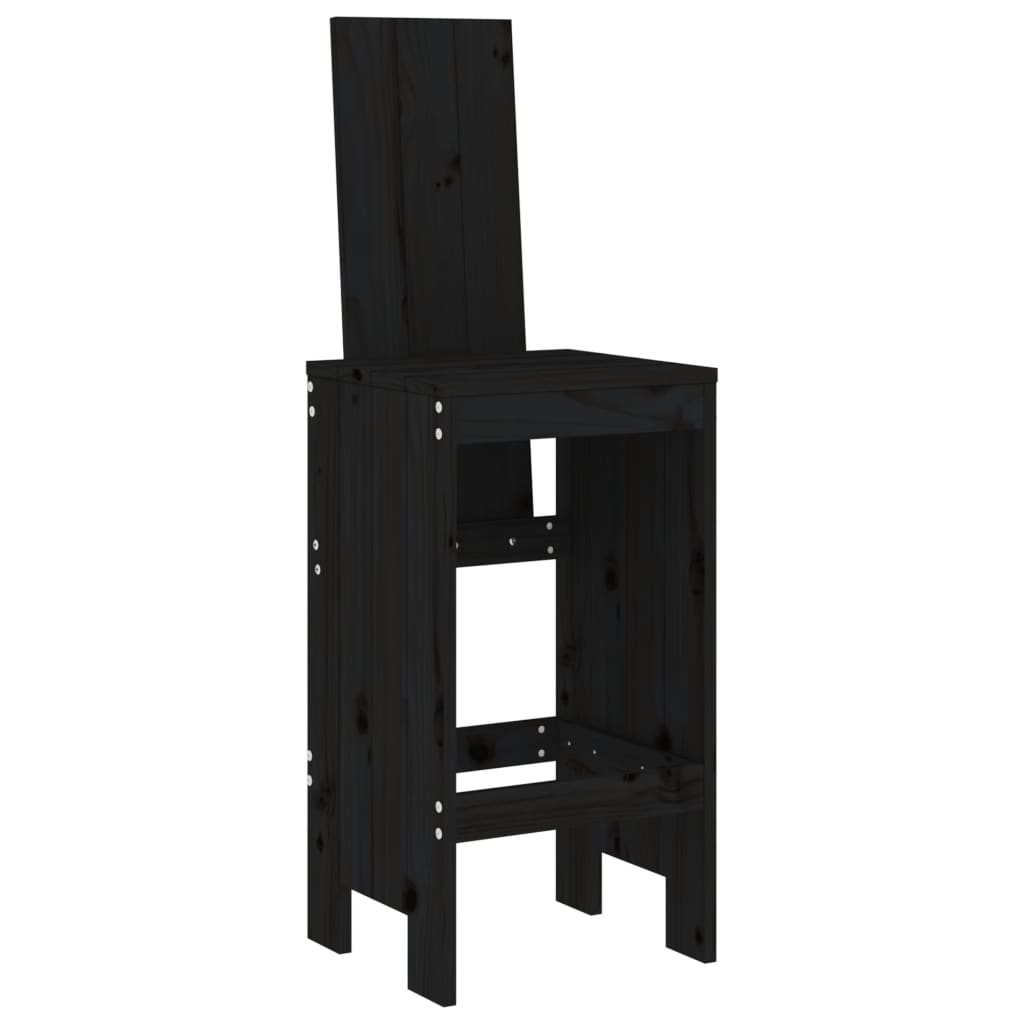 Ensemble De Bar De Jardin 5 Pcs Noir Bois De Pin Massif