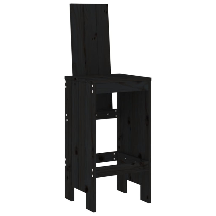 Ensemble De Bar De Jardin 5 Pcs Noir Bois De Pin Massif