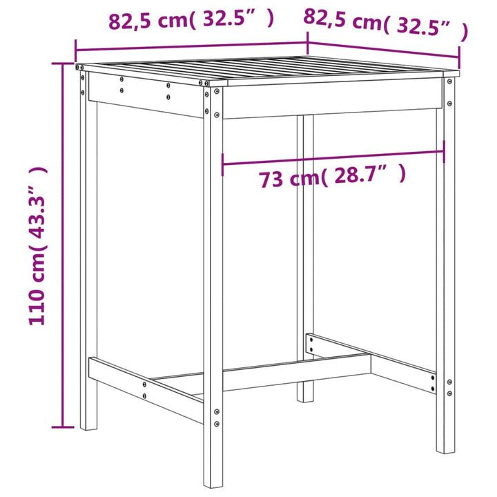 Ensemble De Bar De Jardin 5 Pcs Noir Bois De Pin Massif