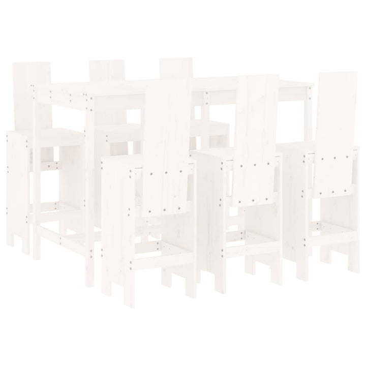 Ensemble De Bar De Jardin 7 Pcs Blanc Bois De Pin Massif