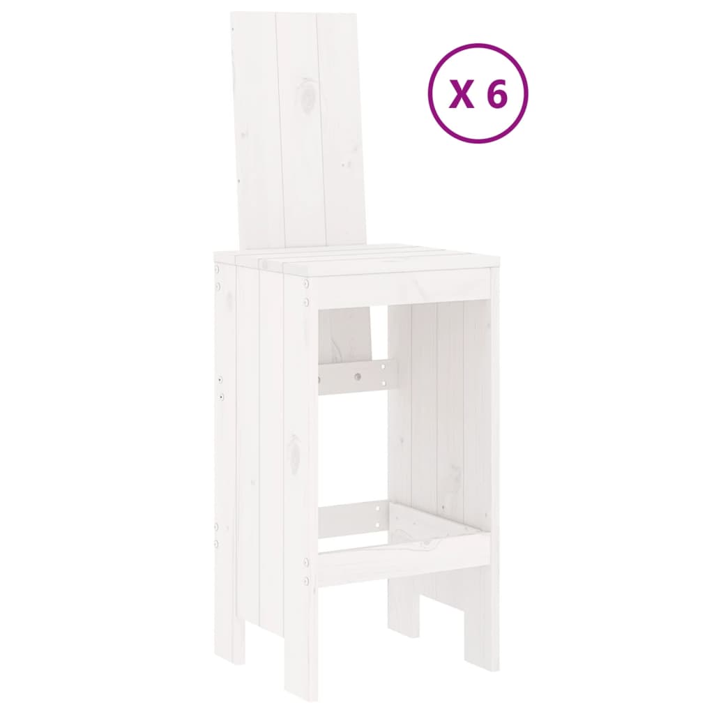 Ensemble De Bar De Jardin 7 Pcs Blanc Bois De Pin Massif