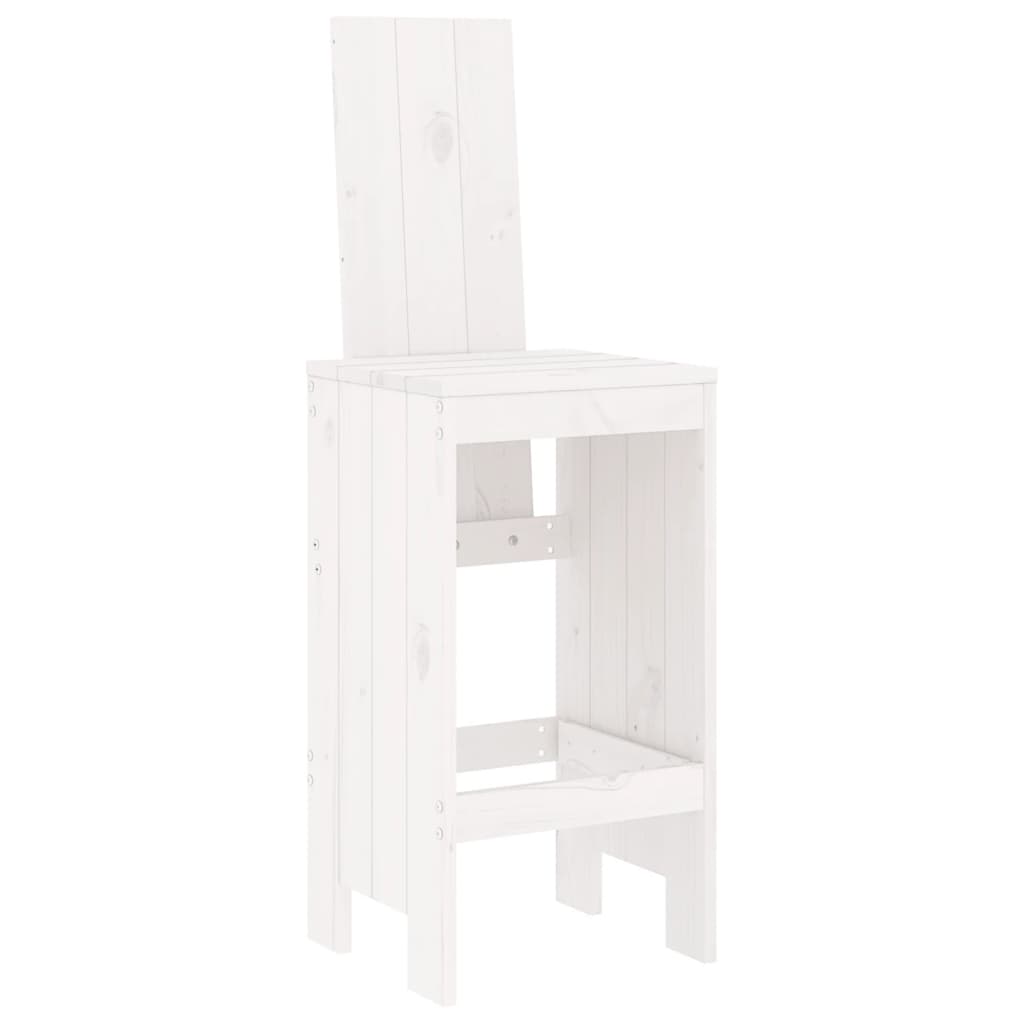 Ensemble De Bar De Jardin 7 Pcs Blanc Bois De Pin Massif