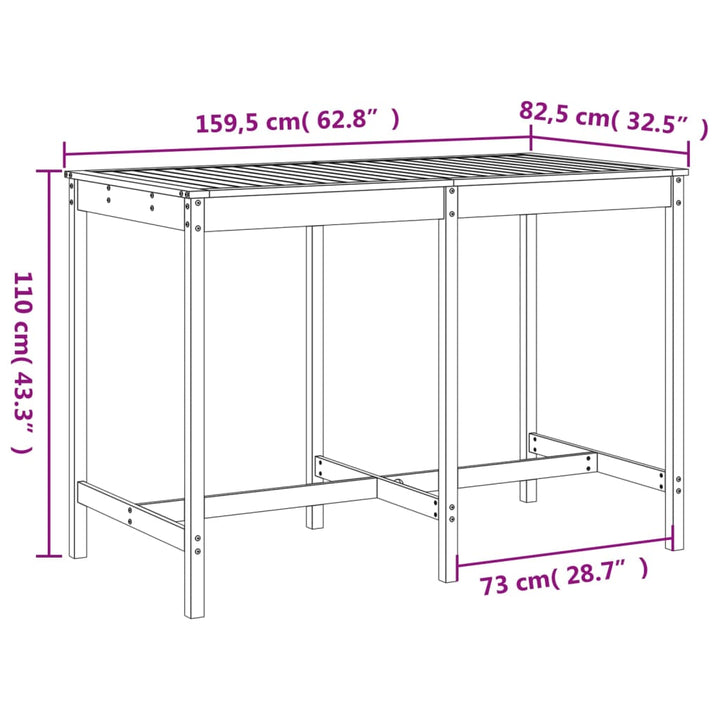 Ensemble De Bar De Jardin 7 Pcs Blanc Bois De Pin Massif