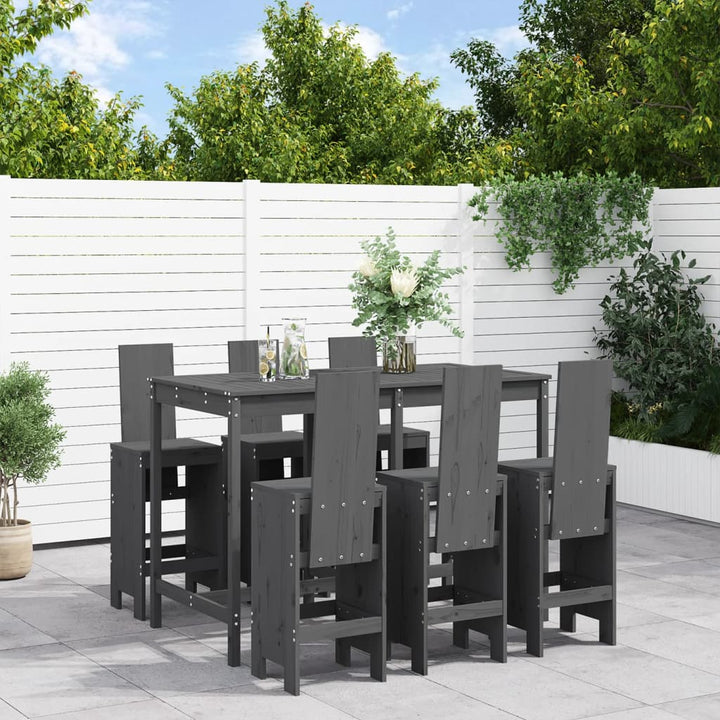 Ensemble De Bar De Jardin 7 Pcs Blanc Bois De Pin Massif