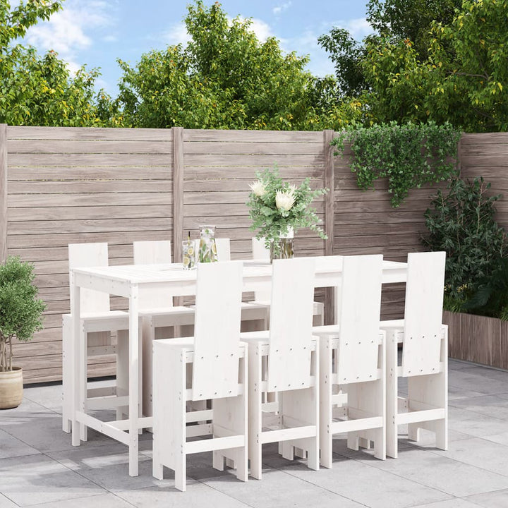 Ensemble De Bar De Jardin 9 Pcs Gris Bois De Pin Massif