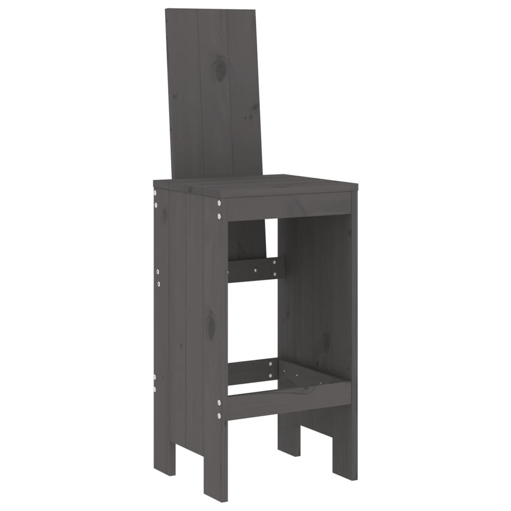Ensemble De Bar De Jardin 9 Pcs Gris Bois De Pin Massif