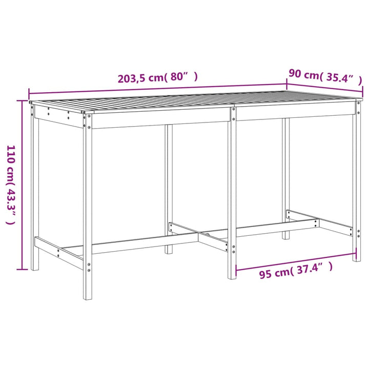 Ensemble De Bar De Jardin 9 Pcs Gris Bois De Pin Massif