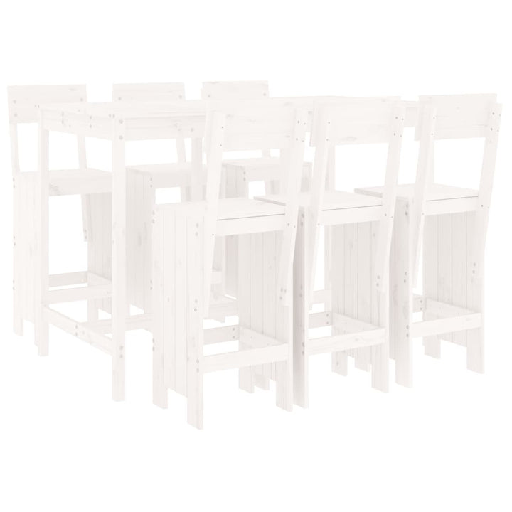 Ensemble De Bar De Jardin 7 Pcs Blanc Bois De Pin Massif