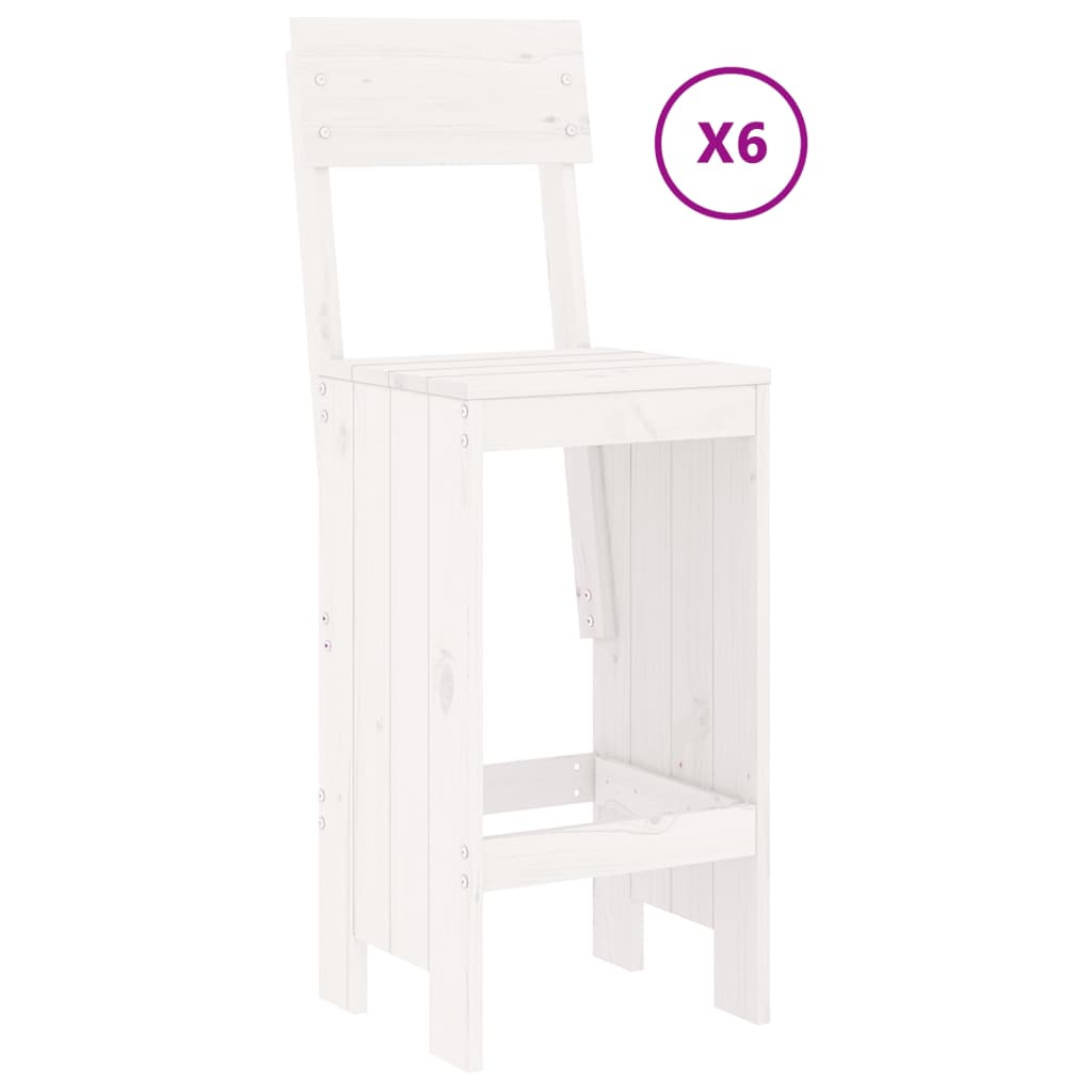 Ensemble De Bar De Jardin 7 Pcs Blanc Bois De Pin Massif