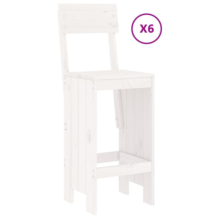 Ensemble De Bar De Jardin 7 Pcs Blanc Bois De Pin Massif