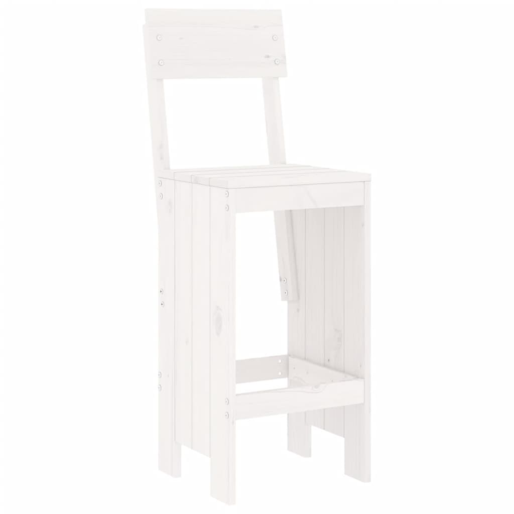 Ensemble De Bar De Jardin 7 Pcs Blanc Bois De Pin Massif