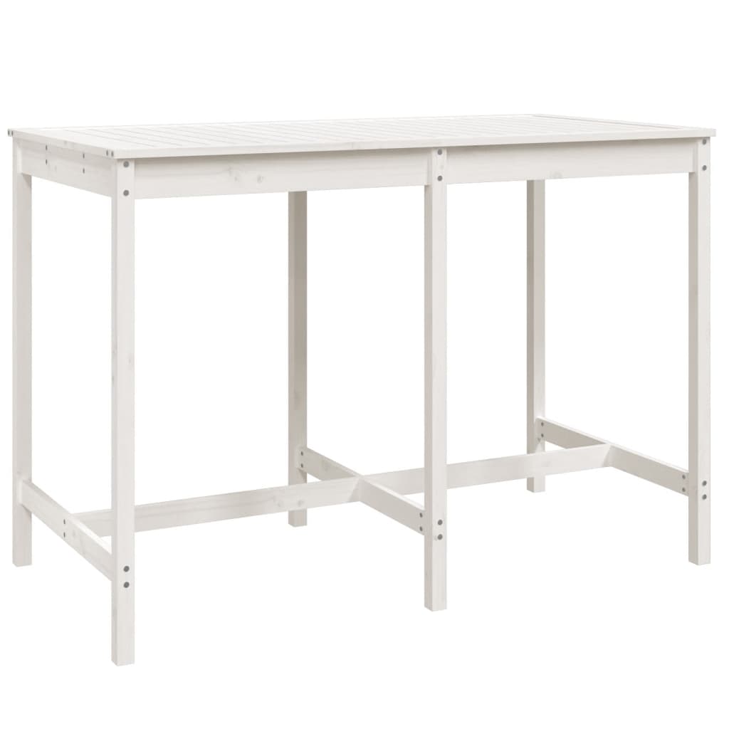Ensemble De Bar De Jardin 7 Pcs Blanc Bois De Pin Massif