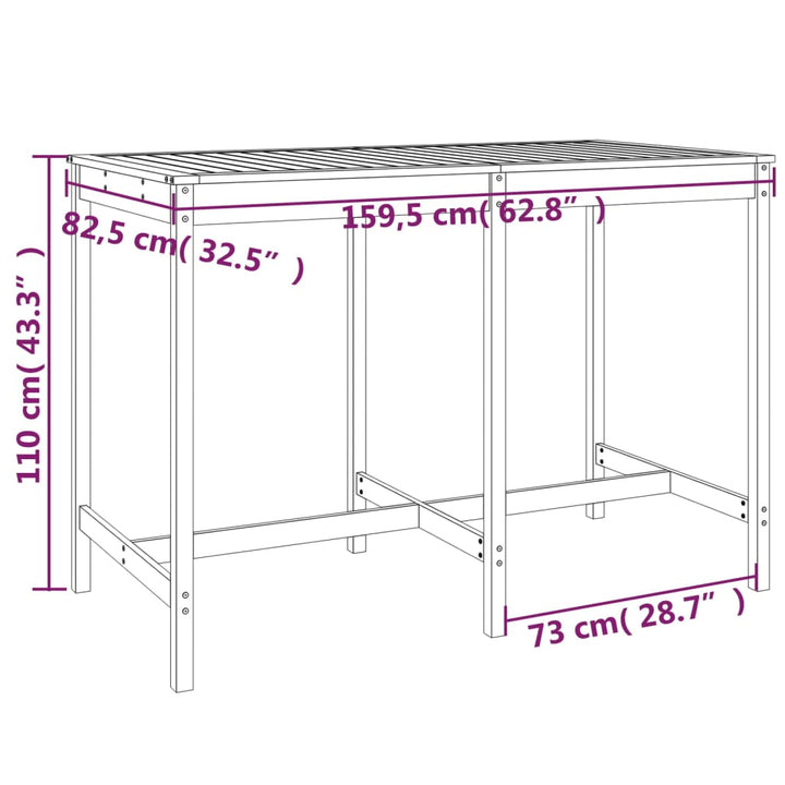 Ensemble De Bar De Jardin 7 Pcs Blanc Bois De Pin Massif