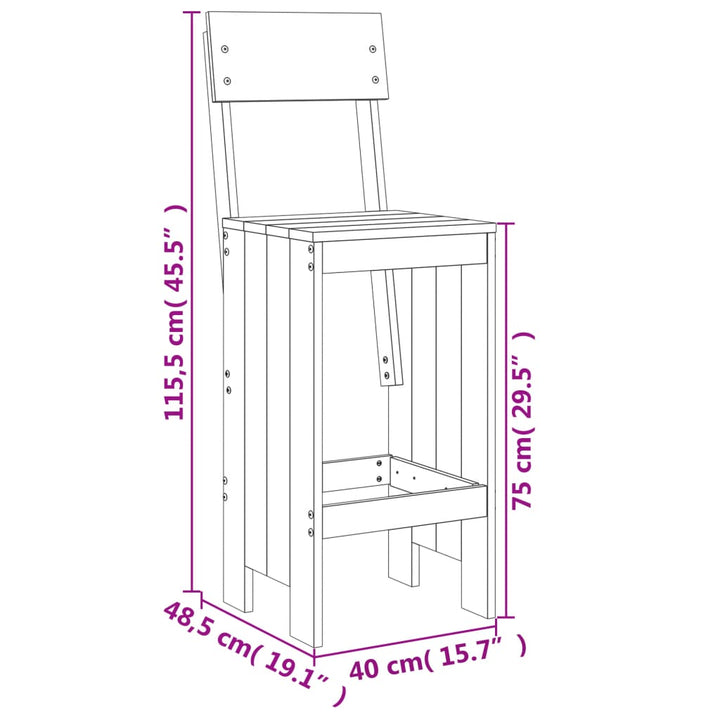 Ensemble De Bar De Jardin 7 Pcs Blanc Bois De Pin Massif