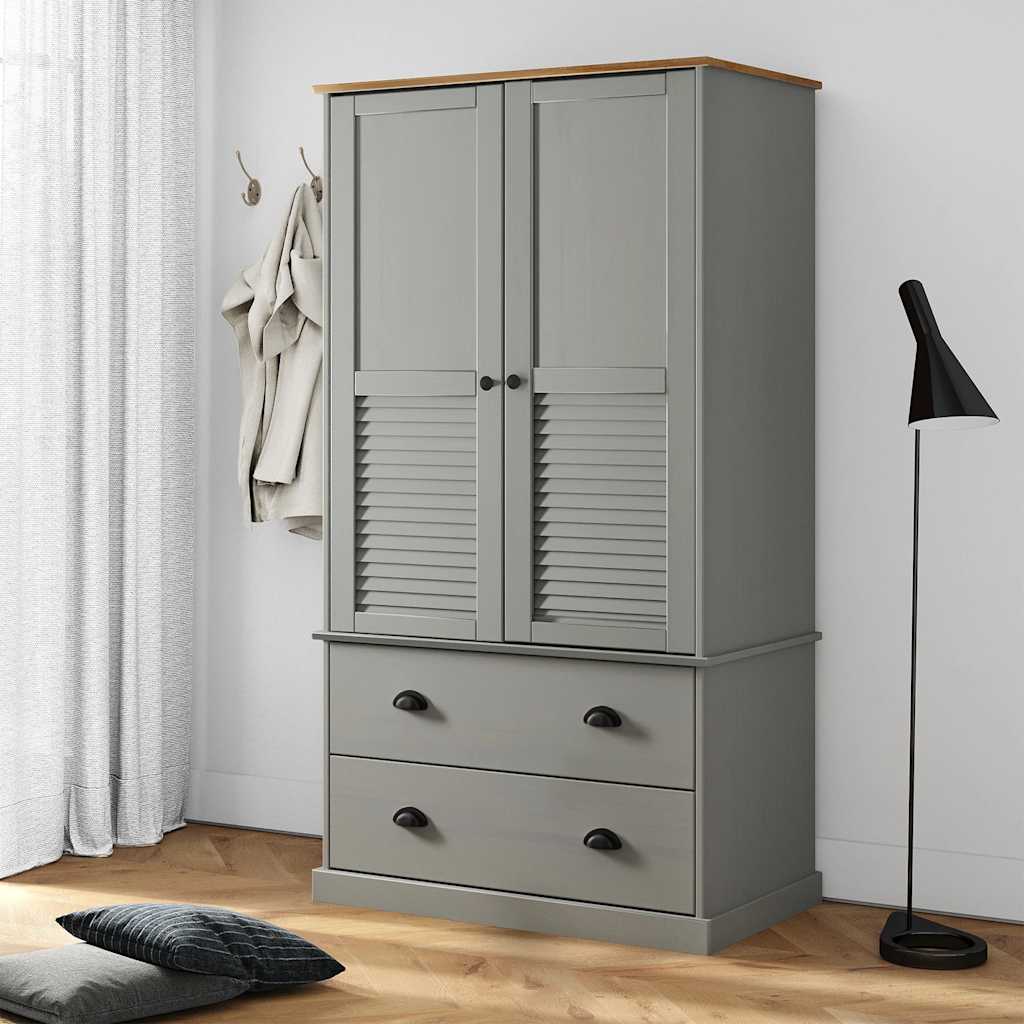 Garde-Robe Vigo 90X55X170 Cm Bois Massif De Pin