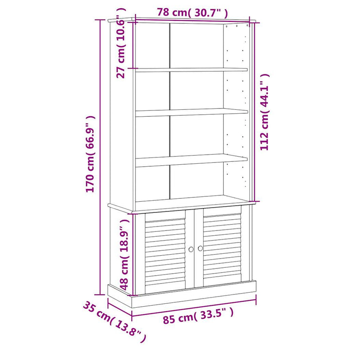 Bibliothèque Vigo 85X35X170 Cm Bois Massif De Pin
