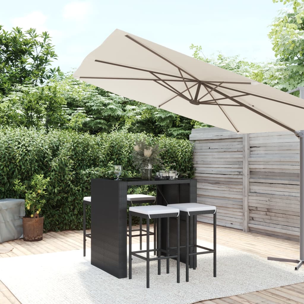 Ensemble De Bar De Jardin 7 Pcs Avec Coussins Poly Rotin