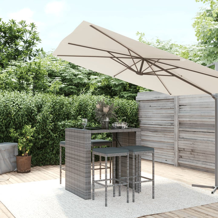 Ensemble De Bar De Jardin 7 Pcs Avec Coussins Poly Rotin