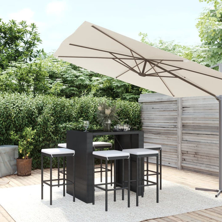 Ensemble De Bar De Jardin 7 Pcs Avec Coussins Poly Rotin