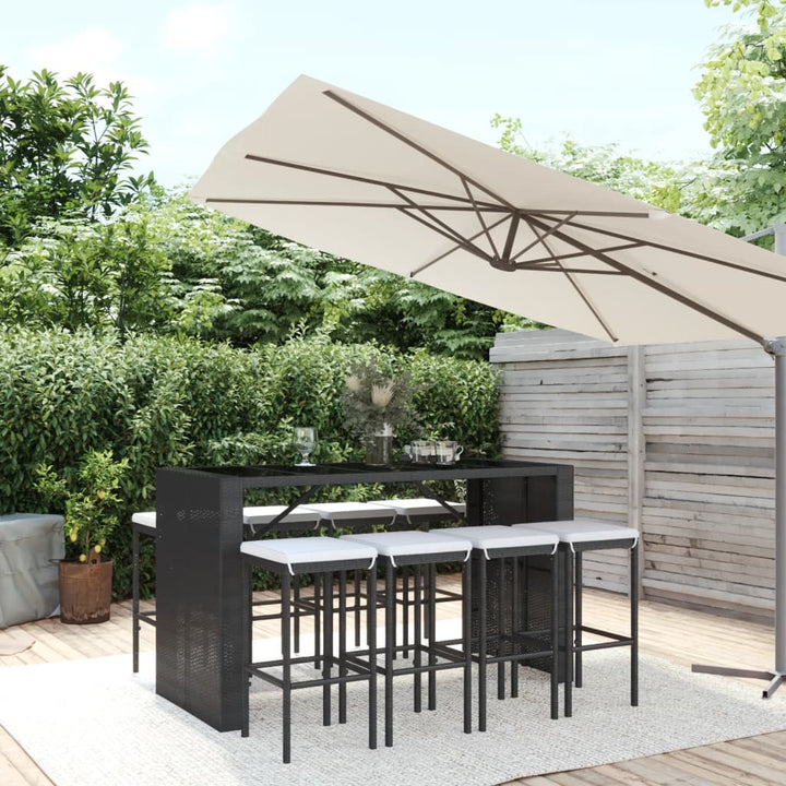 Ensemble De Bar De Jardin 7 Pcs Avec Coussins Poly Rotin