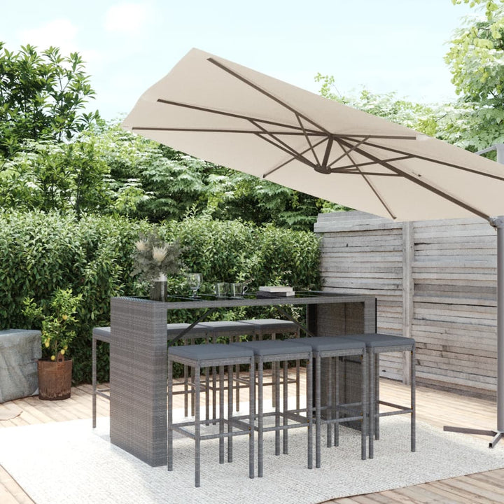 Ensemble De Bar De Jardin 7 Pcs Avec Coussins Poly Rotin
