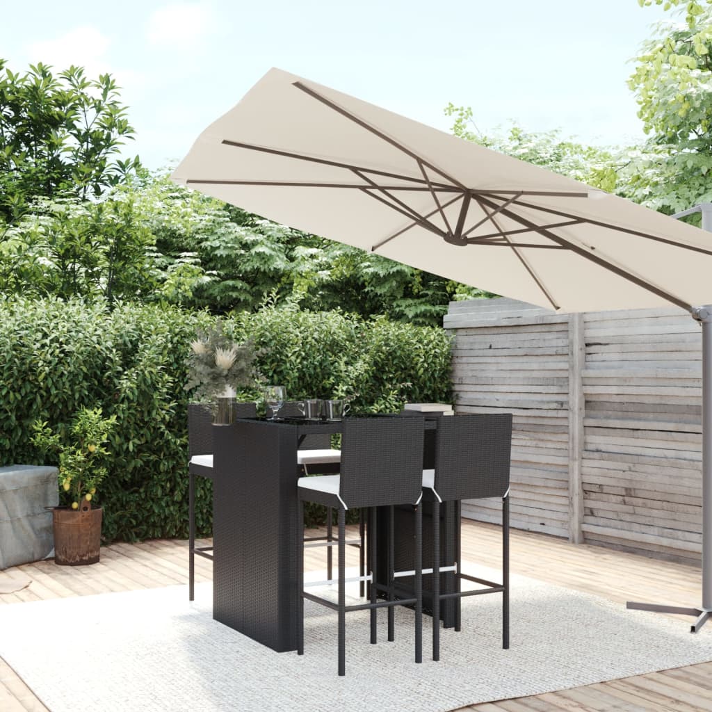 Ensemble De Bar De Jardin 7 Pcs Avec Coussins Poly Rotin