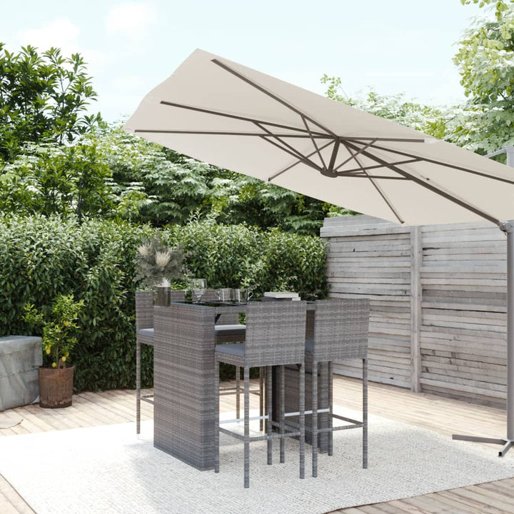 Ensemble De Bar De Jardin 7 Pcs Avec Coussins Poly Rotin