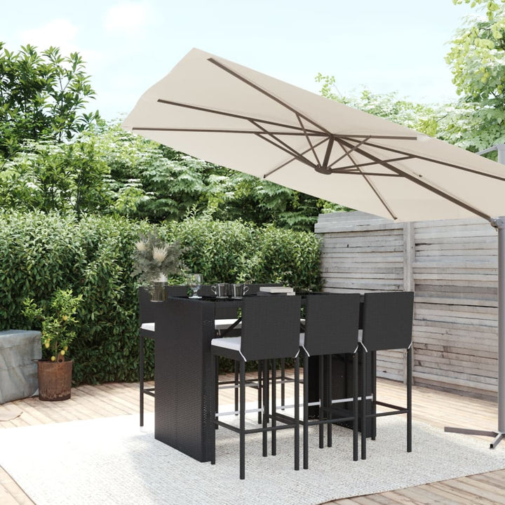 Ensemble De Bar De Jardin 7 Pcs Avec Coussins Poly Rotin
