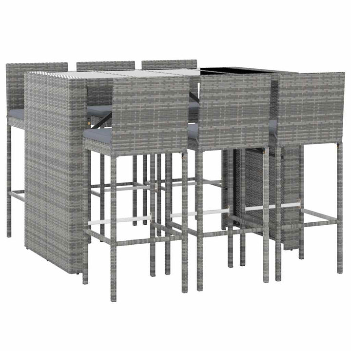 Ensemble De Bar De Jardin 7 Pcs Avec Coussins Poly Rotin