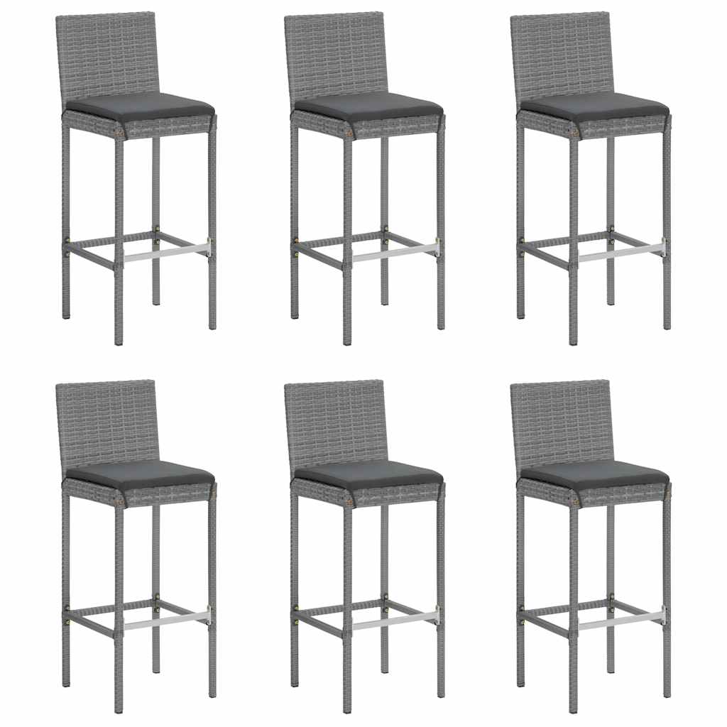 Ensemble De Bar De Jardin 7 Pcs Avec Coussins Poly Rotin